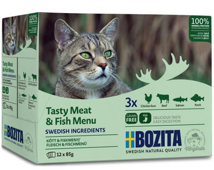 Bozita kousky v rosolu multibox maso a ryby 12 x 85 g